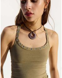 Bershka - Studded Rope Necklace - Lyst