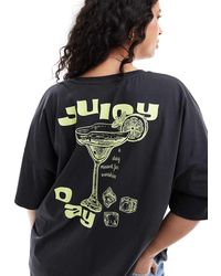 ONLY - Camiseta Negro Lavado Extragrande Con Estampado Gráfico De Cóctel Y Texto "Juicy" En La Espalda De - Lyst