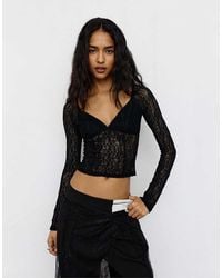 Pull&Bear - Top Van Kant Met Korset - Lyst