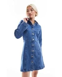 Vero Moda - Mini-Jurk Met Wijde Mouwen En Knoopsluiting - Lyst