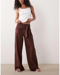 ASOS - Tie Waist Detail Wide Leg Pants - Lyst