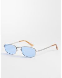 ASOS - Rectangle Metal Light Tint Sunglasses - Lyst