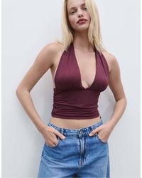 Stradivarius - Top Raccolto Allacciato Al Collo - Lyst