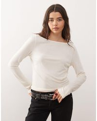 Collusion - Slash Neck Textured Long Sleeve Top - Lyst