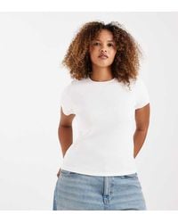 Vero Moda - Ribbed Round Neck T-shirt - Lyst