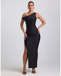 Oh Polly - Akeeva Asymmetic Shoulder Midaxi Dress With Thigh Split - Lyst