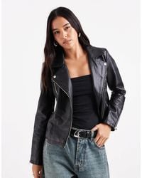 ONLY - Faux Leather Biker Jacket - Lyst