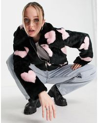 Skinnydip London - Skinny Dip Faux Fur Coat With Heart Print - Lyst