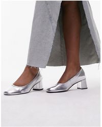 TOPSHOP - Elana Leather Heeled Ballerina Shoes - Lyst