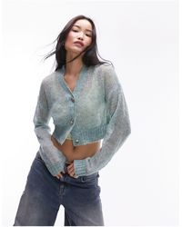 TOPSHOP - Knitted Sheer Knit Cardigan - Lyst