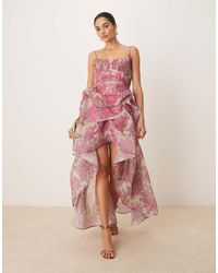 ASOS - Organdie Maxi Dress With Manipulated Skirt And High-Low Hem - Lyst