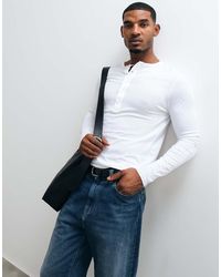 ASOS - Slim Fit Long Sleeve T-shirt With Henley Neck - Lyst