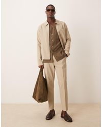 ASOS - Pantalones De Vestir De Corte Tapered De Canalé De (Parte De Un Conjunto)-Verde - Lyst
