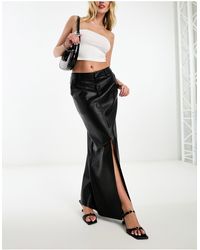 4th & Reckless - Leather Look Front Spilt Maxi Skirt - Lyst