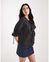 ASOS - Ruffle Front Top With Pleat Detail And Tie Front - Lyst