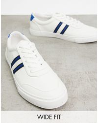 wide fit white leather trainers