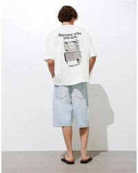 Pull&Bear - T-shirt manches courtes à imprimé graphique - cassé - Lyst