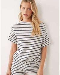 ASOS - Top Met Blote Schouders En Zwart-Witte Strepen, Deel Van Co-Ord Set - Lyst