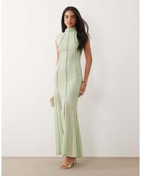 ASOS - Mesh High Neck Maxi Dress With Exposed Contour Seam Detail - Lyst