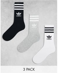 adidas Originals - Confezione da 3 paia di calzini a metà polpaccio bianchi, grigi e neri - Lyst