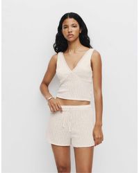 Pull&Bear - – shorts aus offenmaschigem strick - Lyst