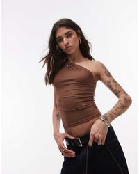 TOPSHOP - Mouwloze Gerimpelde Top Met Blote Schouder - Lyst