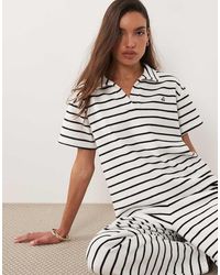 4th & Reckless - Gestreepte Polotop Van Badstof Met Kraagje - Lyst