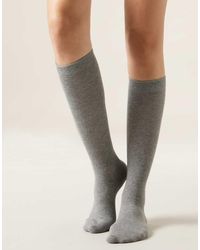 Calzedonia - Long Satin Cotton Socks - Lyst