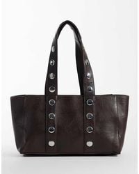 Kaiia - Exclusive Silver Hardware Studded Tote Bag - Lyst