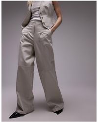 TOPSHOP - Pantalon ample en lin épais à coutures - écru - Lyst
