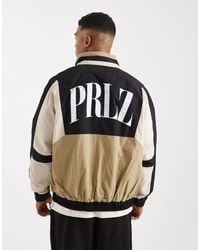 Parlez - Veste softshell zippée avec logo imprimé au dos - noir et beige - Lyst