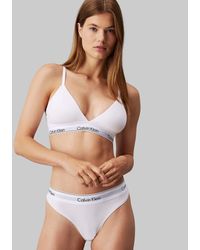 Calvin Klein - Modern Cotton Lightly Lined Triangle Logo Tape Bralette - Lyst