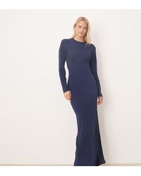 ASOS - Vestido Lencero Largo De Corte Al Bies Con Detalle En El Pecho De Satén De Asos Design Tall - Lyst