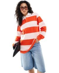 Monki - – langärmliges oversize-rugby-oberteil - Lyst