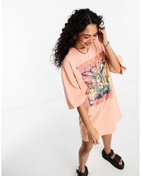 ASOS - Oversized Mini T-Shirtjurk Met 'Festival'-Print - Lyst