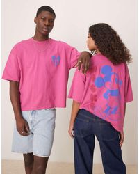 ASOS - Uniseks Oversized Recht T-Shirt Met Bolle Disney Mickey Mouse-Prints - Lyst