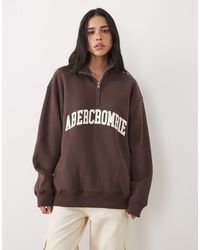Abercrombie & Fitch - Front Logo 1/4 Zip Sweatshirt - Lyst