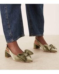 ASOS - Wide Fit Symbol Bow Slingback Mid Block Heeled Shoes - Lyst