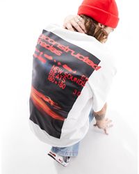 Bershka - T-shirt bianca con stampa motocross sul retro - Lyst