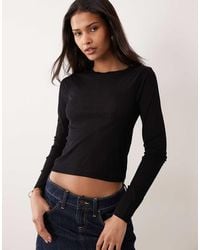 ASOS - Textured Mesh Long Sleeve Crew Neck Top - Lyst