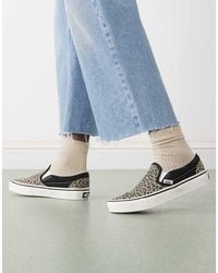 Vans - Zapatillas De Deporte Negras Sin Cierres Con Estampado De Leopardo Slip-On De Classic - Lyst