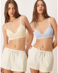 ASOS - 2 Pack Longline Lace Bralette - Lyst