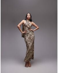 TOPSHOP - Tie Neck Halter Maxi Dress - Lyst
