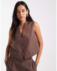 Pieces - Chaleco De Sastre Marrón Chocolate De (Parte De Un Conjunto) - Lyst