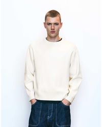 Pull&Bear - Pull col rond en écru/beige - Lyst