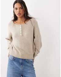 Abercrombie & Fitch - Knitted Wool Blend Henley Jumper Cardigan - Lyst