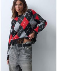 ASOS - Jacquard Fringe Hem And Sleeve Jumper - Lyst
