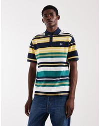 Fred Perry - Sports Relaxed Fit Striped Logo Polo Shirt - Lyst