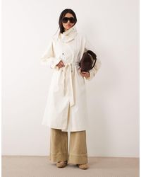 Mango - Capsule Cotton Rich Funnel Neck Trench Coat - Lyst