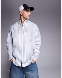 ASOS - Camisa Extragrande A Rayas Blancas Y Azules Estilo Años 90 De Sirsaca De - Lyst